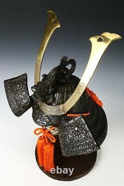 Japanese Stunning Black Samurai Helmet -Genji Dragon Kabuto