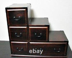 Japanese Tansu Wooden Miniature Staircase Chest and Storage Unit