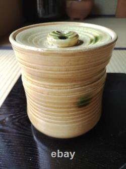 Japanese Tea Ceremony Mizusashi Pottery Vase Water Container Sado B-098