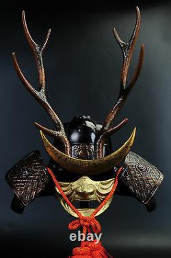 Japanese Vintage Samurai Helmet shikanosuke kabuto with a mask Tsushima