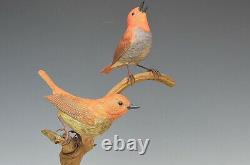 Japanese Vintage Woodcarving Bird Sculpture Ornament