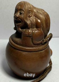 Japanese antique Inro boxwood delicate sculpture wooden Japan FedEx DHL Type K