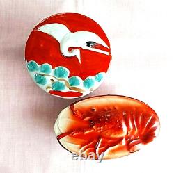 Japanese antique beautiful pottery trinket crafts hand-painted