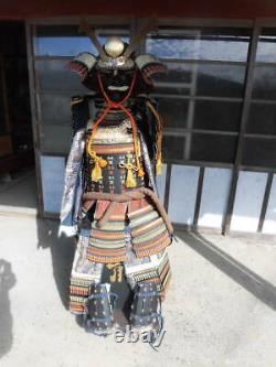 Japanese antique samurai armor busho Yoroi kabuto with wooden box vintage Japan