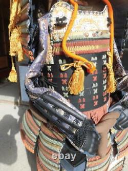 Japanese antique samurai armor busho Yoroi kabuto with wooden box vintage Japan