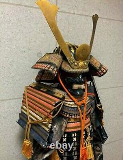 Japanese antique samurai armor busho yoroi kabuto with wooden box / vintage FPA