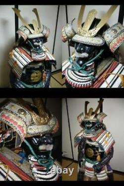 Japanese antique samurai armor busho yoroi kabuto with wooden box / vintage M