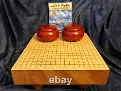 Korean Thick Wood Baduk Go Game Board Goban Carved Wooden Legs + Go-Ishi Stones