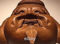 LARGE! Quality, Antique, ca1950, Japanese Wooden Mask of Ebisu Lucky 7 Gods