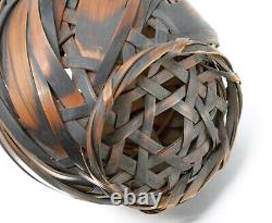 Large Antique Japanese Showa Kago Ikebana Basket Root Handle