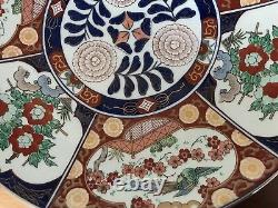 Large Japanese Porcelain Gold Imari Handpainted Red Blue Charger Plate 18