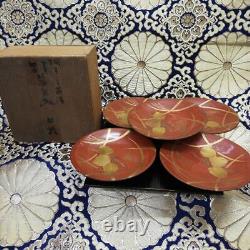 Late Edo period Vermilion lacquered gold maki-e paulownia picture Tea utens, 4765