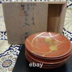 Late Edo period Vermilion lacquered gold maki-e paulownia picture Tea utens, 4765