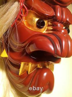 Master Craftsmanship! Japanese Wooden BURYU ONI Mask Japan Kagura Dance Kajiwara