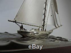 Masterly Hand Crafted Old Japanese Sterling Silver 960 Model Yacht By Seki Japan