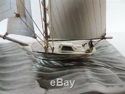 Masterly Hand Crafted Old Japanese Sterling Silver 960 Model Yacht By Seki Japan