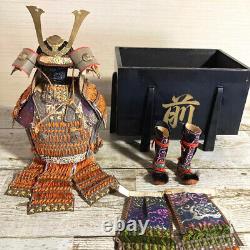 Miniature Samurai Suit of Armor Kabuto Menpo Shogun Warlord WithYoroi Bitsu Box