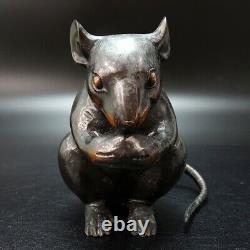 Mouse Antique Japanese copper Statue Okimono From Japan