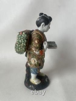 NINOMIYA SONTOKU KINJIRO KUTANI Pottery Statue 8 inch MEIJI Japanese Antique
