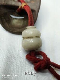 Netsuke Mask Carving Sagemono Ojime Japanese Amulet Lucky Charm Antique Japan