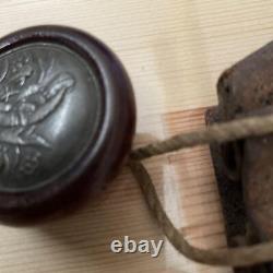 Netsuke wooden manju 1.5 inch antique art Figurine Inro Ojime Japanese