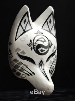 New Japanese fox half mask motif Ryujin(dragon god) Hand made Antique F/S