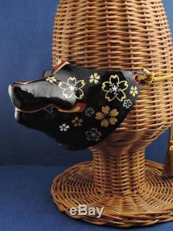 New Japanese fox half mask motif Sakura(Cherry Blossoms) Hand made Antique