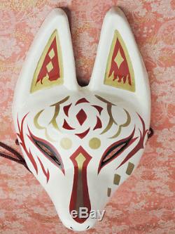 New Japanese fox half mask motif Sun Hand made Antique F/S