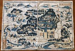 Nikko Japan Antique Meiji Era Map Japanese Art Print Landscape Diptych 1877