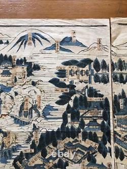 Nikko Japan Antique Meiji Era Map Japanese Art Print Landscape Diptych 1877