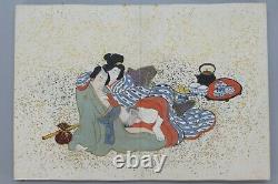 ORIGINAL Japanese Art Shunga 24 Pages Erotic Hand Paint Book UKIYOE