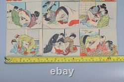 ORIGINAL Japanese Art Shunga 9 Pictures Lithograph Erotic Print UKIYOE KIMONO