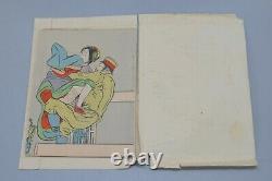 ORIGINAL Japanese Art Shunga 9 Pictures Lithograph Erotic Print UKIYOE KIMONO
