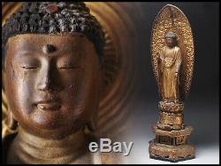 Old Edo Period Japanese Japan, woode crystal Eye Buddha statue of Amitaba 57cm