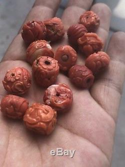 Old Japanese / Chinese Coral Bead 49.4 Grams