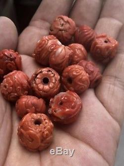 Old Japanese / Chinese Coral Bead 49.4 Grams