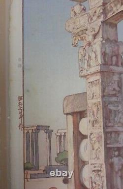 Old Japanese Woodblock Print Hiroshi Yoshida A Gate to the Stupa of Sanchi