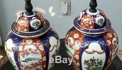 PAIR of ANTIQUE JAPANESE IMARI JAR VASE TABLE LAMP