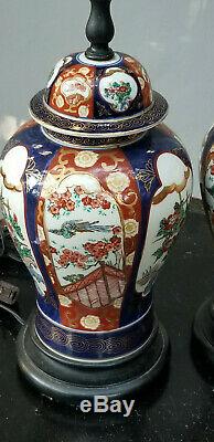 PAIR of ANTIQUE JAPANESE IMARI JAR VASE TABLE LAMP