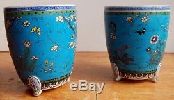 Pair of Cloisonne Vases Signed Takeuchi Chubei Japan, Totai Shippo, Meiji 1890