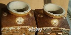 Pair of Satsuma Vases 1835 Tenpo Era Choshuzan Chozan Antique Japanese Pottery