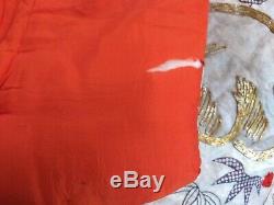 Rare Edo Antique Silk Embroidered Japanese Uchikake Kimono Robe Gold Thread