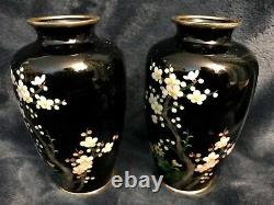 Retro Rare Pair Japanese Wireless Cloisonne Vase