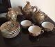 SATSUMA Antique Gold Japanese Tea Set Immortals Style Hand Painted Very Old