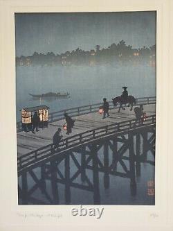 SHODA KOHO Ohashi Bridge at Atako antique Japanese woodblock print
