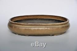 Sansyu Ichiyo Sanshu Rare Antique Japanese Glazed Handmade Oval Bonsai Pot Maple