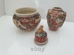 Set of 2 Beautiful Antique Japanese Vases 7 Height XIX 298