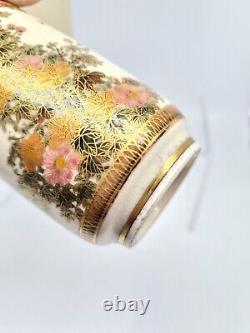 Stunning Pair Japanese Antique Gyokuzan Signed Satsuma 5 Vases Butterflies