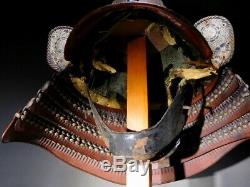 TETSUJI HAKKEN SUJI KABUTO w MENPO Mask JAPAN Edo Original Antique Samurai Armor
