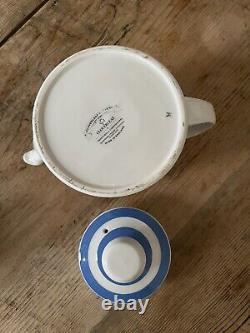 T G Green Cornishware Teaset Teapot Milk Jug 2 Cup And Saucers